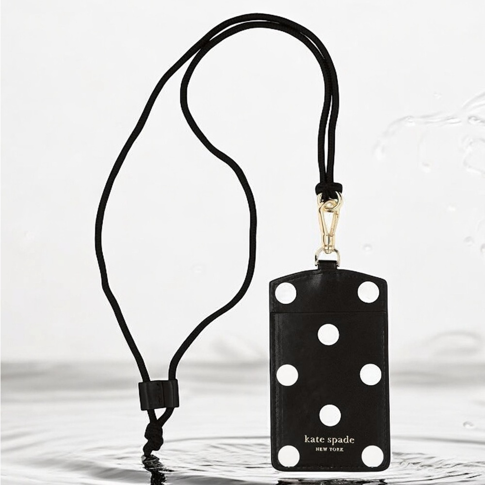 Kate Spade New York ID Badge Holder with Lanyard, Vegan Leather Slim Card Wallet